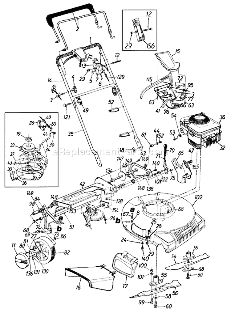 Page B Diagram and Parts List for 125-149A401 1995 Yard Man Lawn Mower